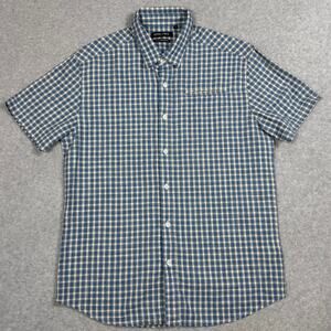 Stitch Note Mens Size S Short Sleeve Plaid Button Up Shirt